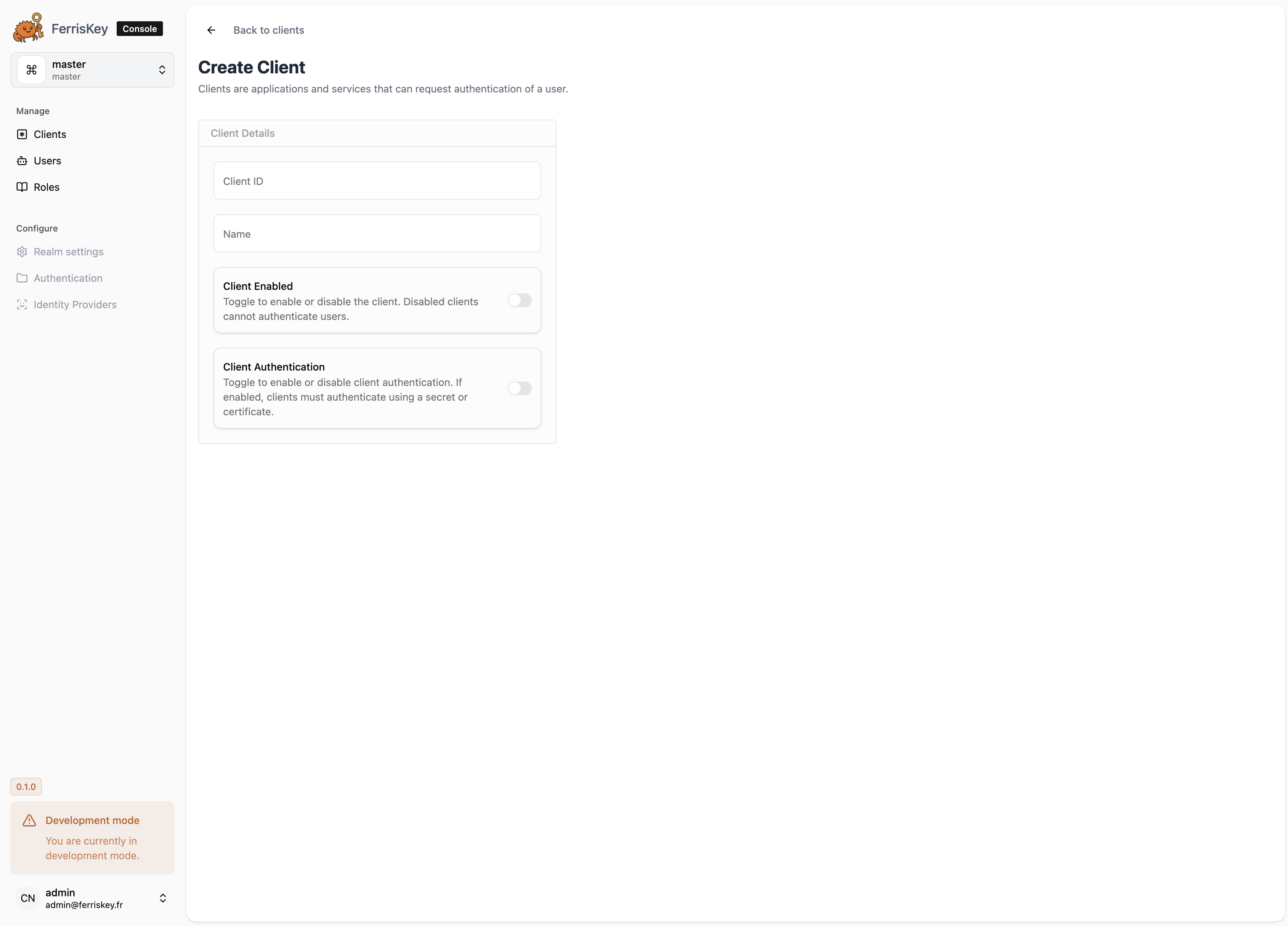 Client Create
